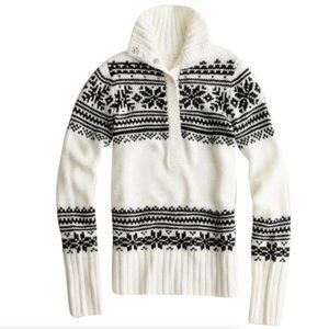 J.Crew Nordic Snap-up Chunky Fair Isle Sweater